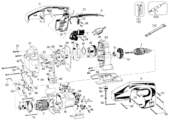 Page A Diagram and Parts List for 3153-04 Type 2 Black and Decker Jig Saw